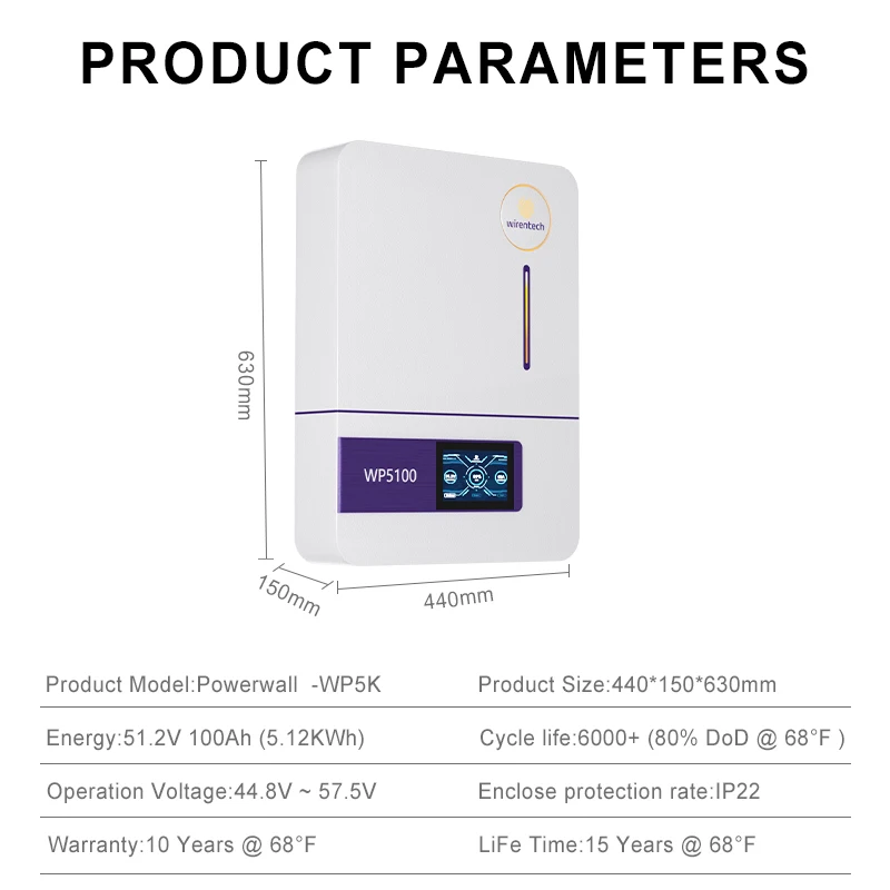5kWh 10kWh 15kWh Powerwall Home Lithium Battery Solar Storage Lithium Powerwall Balcony Storage System Solar Powerwall Lifepo4