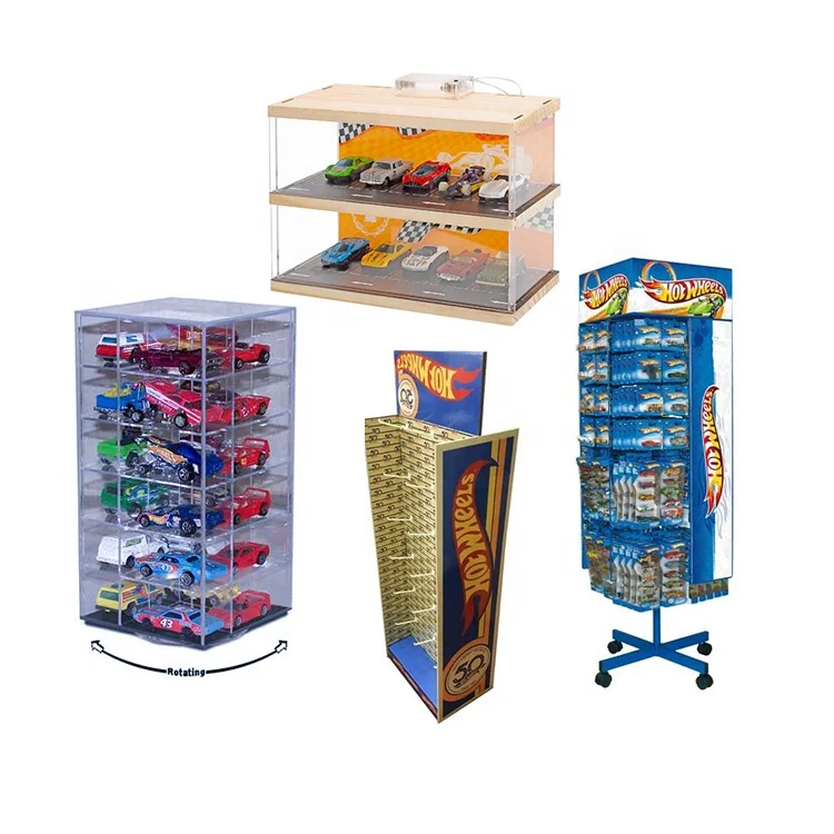 Cardboard Acrylic Display Case Hot Wheels Metal Floor Wood Carded Case Countertop Hot Wheels Display Rack