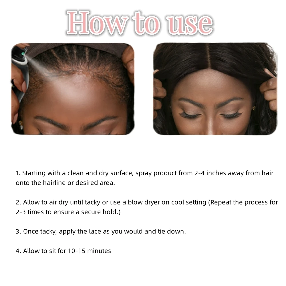 230ml Aerosol Tank Pink Bottles Private Label Strong Hold Waterproof Lace Glue Wig Adhesive Melting Spray