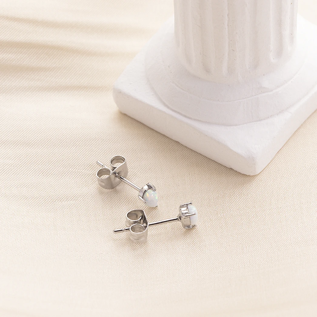 Powell Personailized Custom In Stock Australian Opal Earrings Jewelry 5 Plus 4 Mm Stainless Steel Studs Opal Earrings