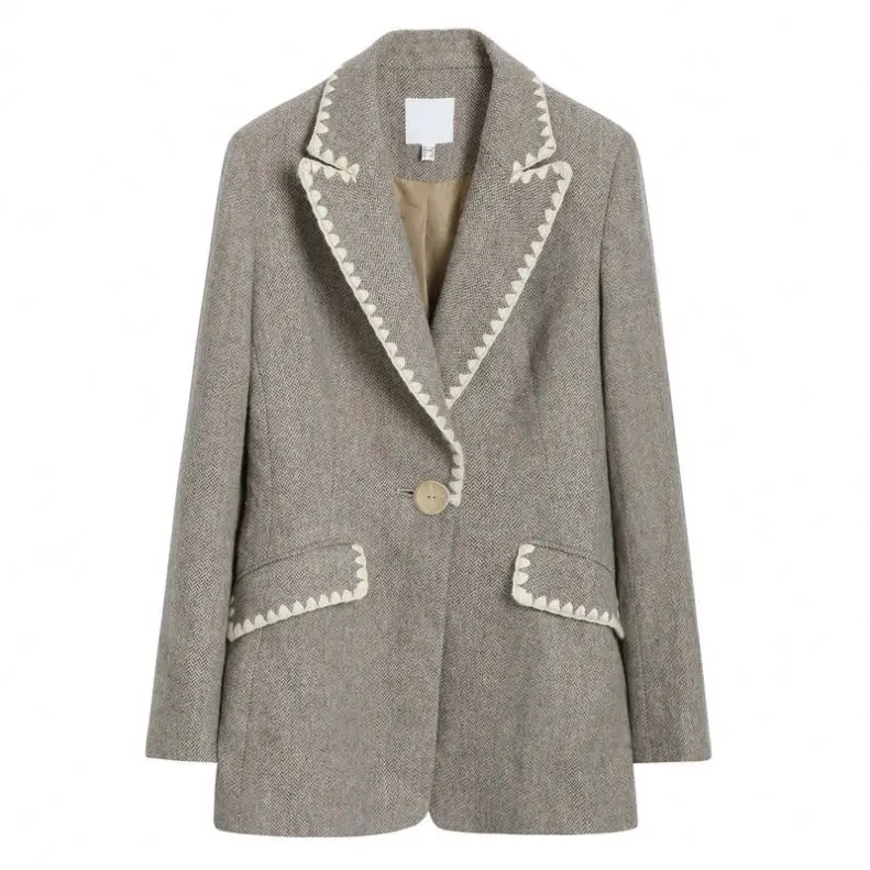 Fashion Tweed Suit Women Grey Women Office Skirt Suit Women Suit Set