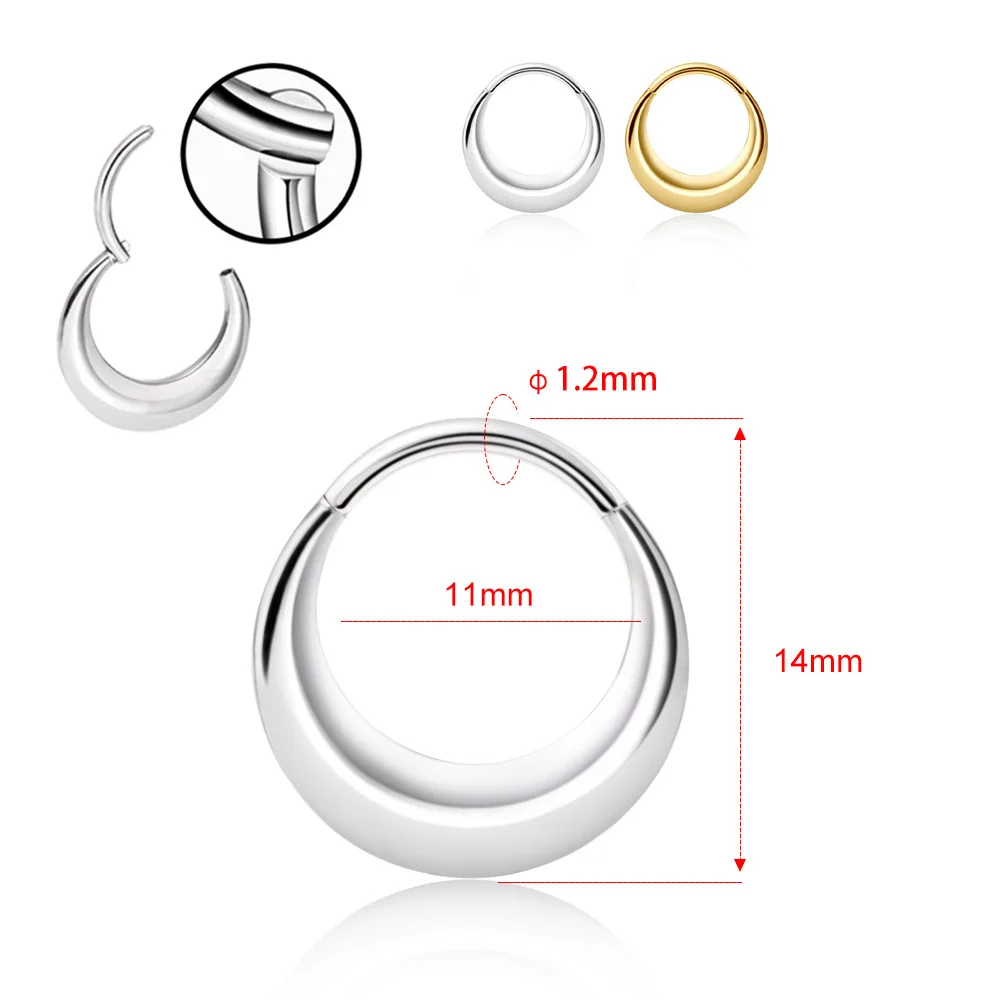 Getta astm f136 titanium gold push pin nose ring click 8mm cartilage g23 helix clickring titanium piercing jewelry