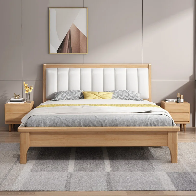 Custom Apartment Nordic Furniture Hotel Furniture Solid Wood Bed King Size Bed Bedroom Set