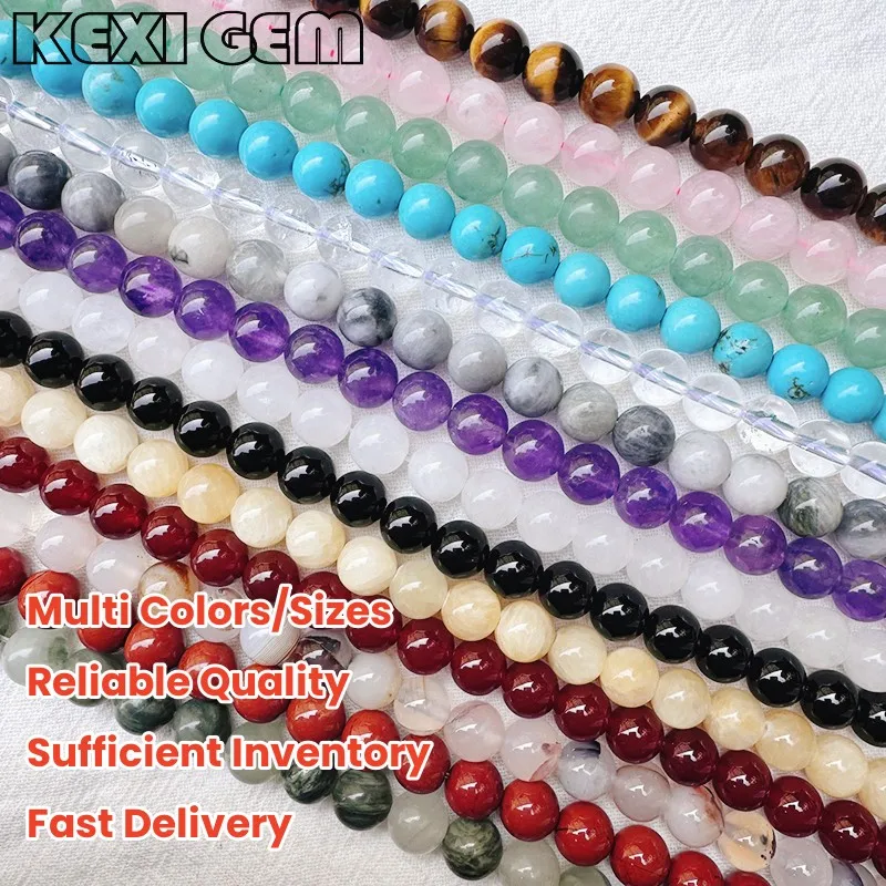 Wholesale 4-12mm Round Natural Tiger Eye Amethyst Jasper Agate Gemstone Beads Strand Smooth Loose Natural Stone Beads