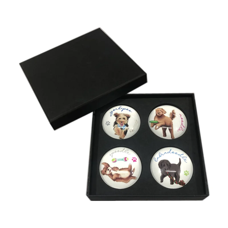 
Wholesale custom 4 pack crystal glass fridge magnet funny refrigerator magnets with gift box 