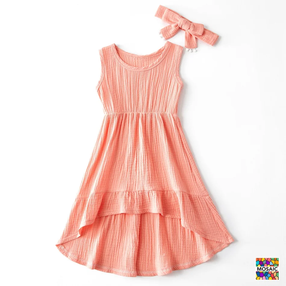 
New Product Comfy Holiday Beach 100% Cotton Short Sleeve Maxi Dresses Mother and Daughter Dress 