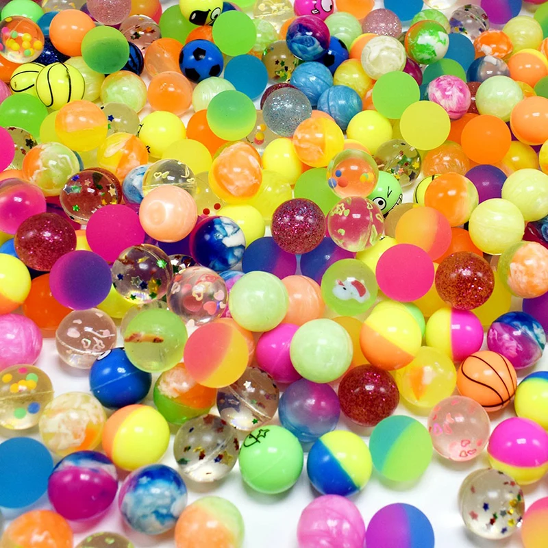 Wholesale New Designs Dull Polish 25mm 30mm rainbow Capsule Toy Multi Color High Bouncing Rubber Elastic Ball