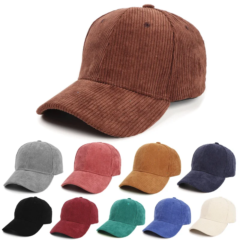 FF489 LOGO Custom Unisex Snapback Hats Adjustable Solid Multicolor Baseball Cap 6 Panel Corduroy Sports Caps