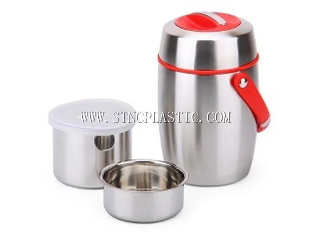 health thermal portable stainless steel lunch box 1.2L round 3 layer food flask
