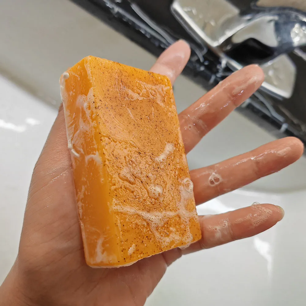 Organic Lemon Turmeric And Kojic Acid Vitamin C Bar Brightening Face Soap For Dark Spots