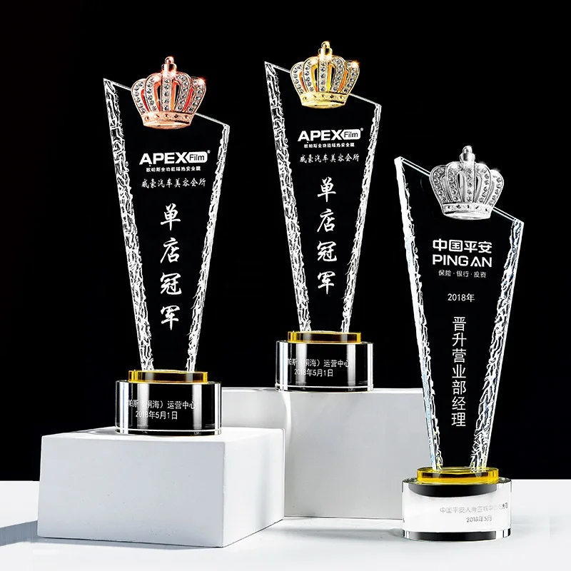 3D 25th Acrylic Award Soccer Anniversary Free Design Glass Plaque and French Corner Trophy Supplies