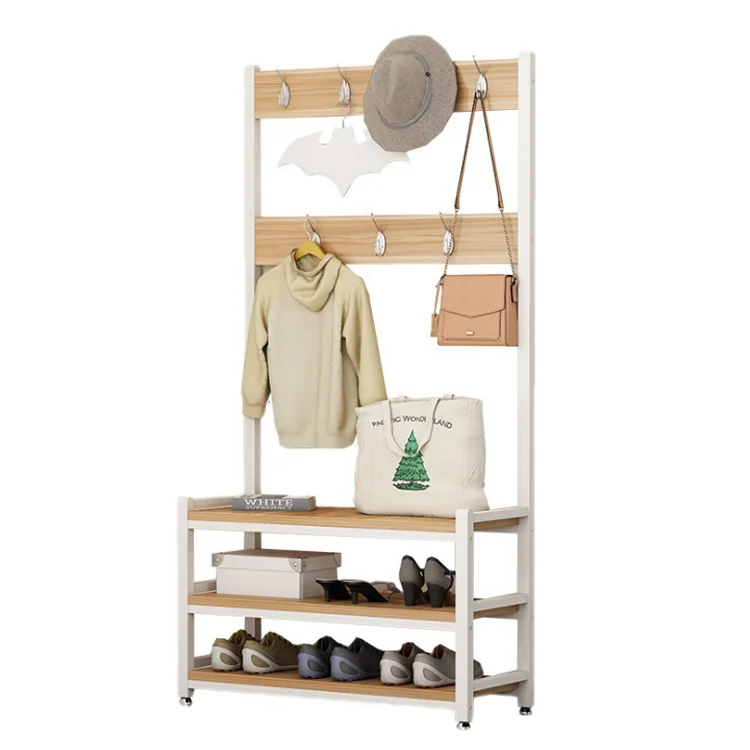 Custom Made Living Room Metal Hall Tree Clothes Hanger Entryway Shoe Coat Rack