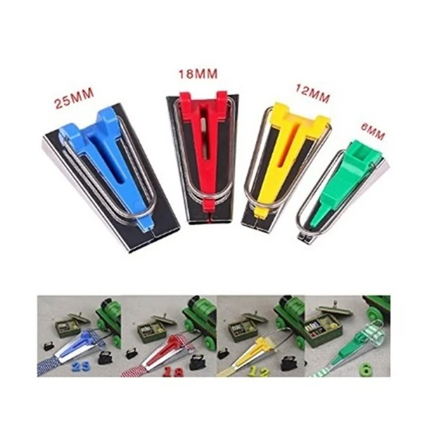 Fabric Bias Binding Tape Maker Kit Patchwork Binder Foot Awl Clips Pins Household DIY Sewing Quilting Tool
