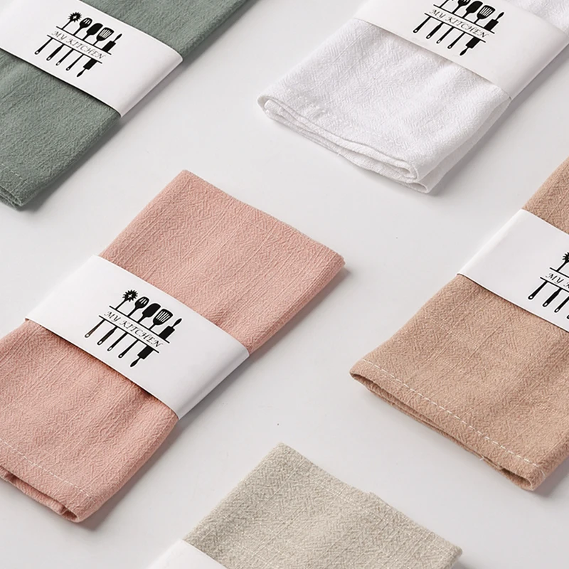 LIVETAI Japanese-style Plain Napkins Cotton Linen Tea Towels Tea Tray Rags Restaurant Meal Household Table Square Towels