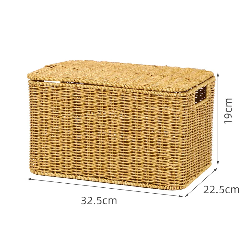 Plastic Rattan Toy Storage Box Woven Handmade Wicker Baskets Organiser PP Rattan Laundry Basket Laundry Hamper for Bathroom