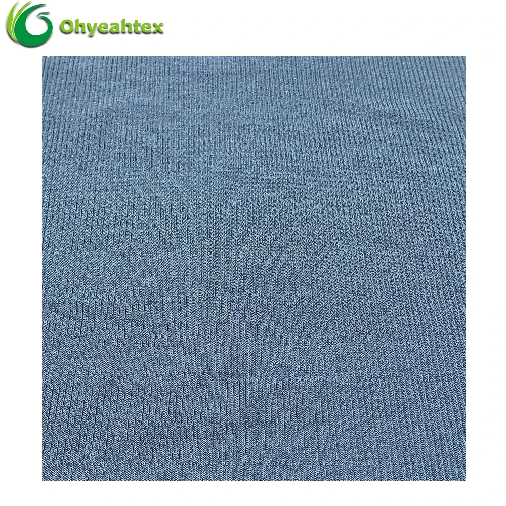 High Quality OEKO Certificate Organic Knitted Elastic Bamboo 2x1 Rib Fabric For Garments