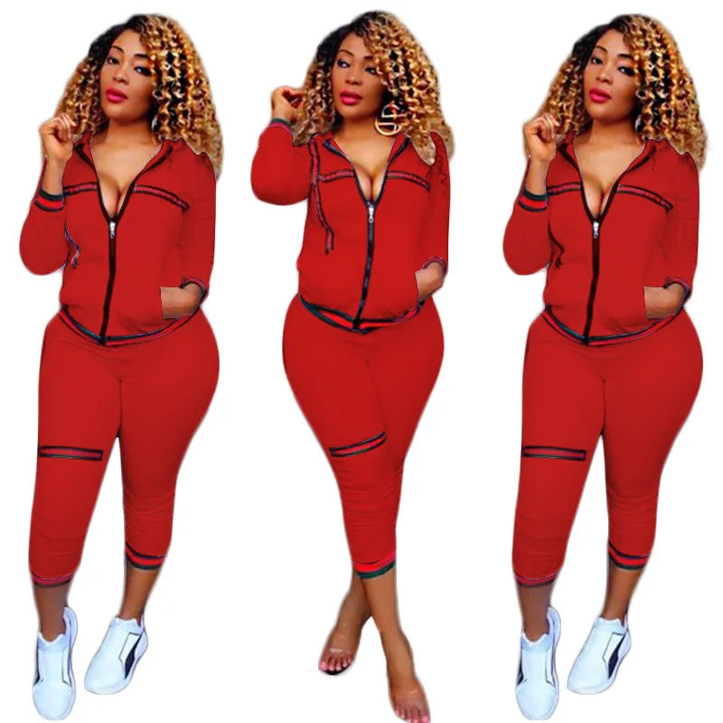 Women Zip up hoodie custom Side Striped tracksuit Custom Women Tracksuit with logo 2 Piece tracksuit set women Top And Pants Set