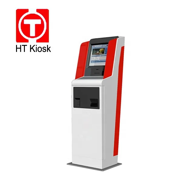 21.5 inch touch screen Slim ticket self service terminal machine Police ticket kiosk card reader thermal printer
