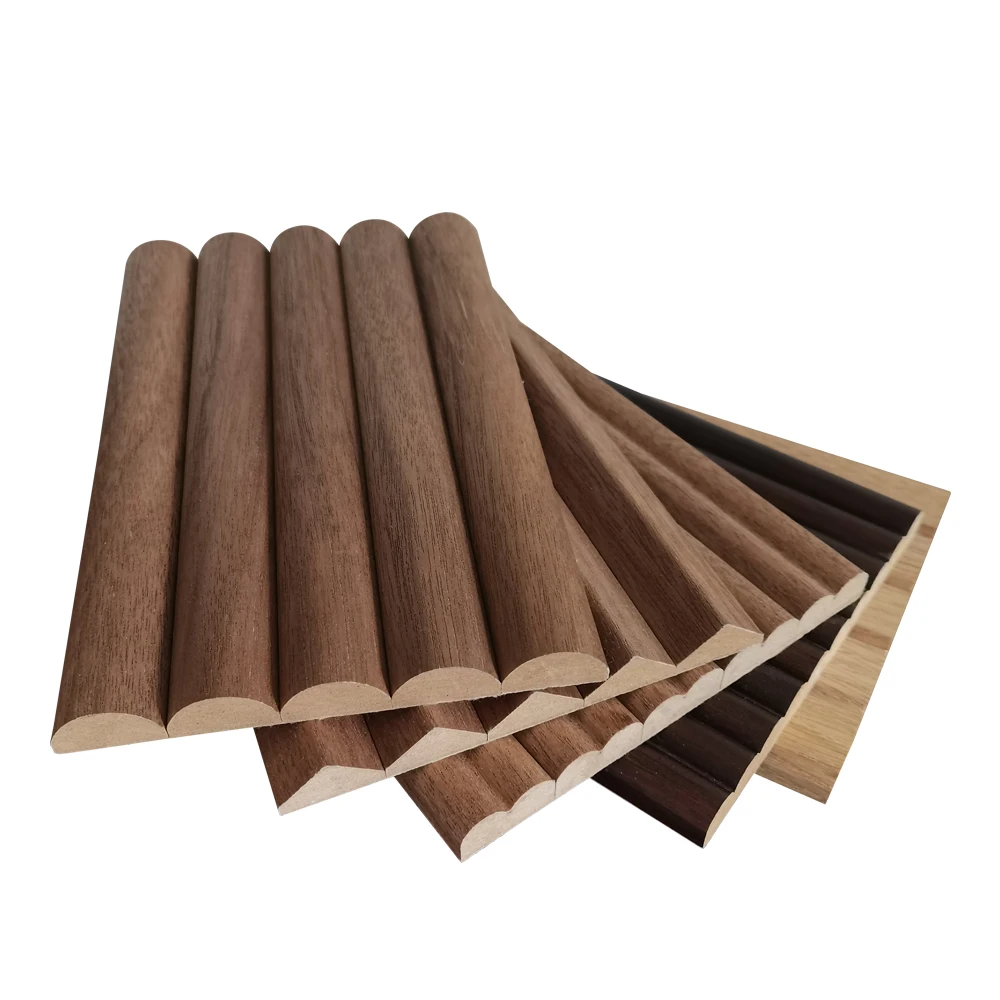 Veneered Surface 13mm Flexible Fluted MDF Wall Panel Back Kraft Paper Slats Meticulously Attached Interior Decoration Wall Panel