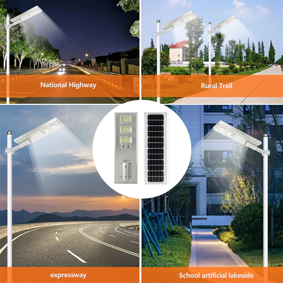 Outdoor solar street lights waterproof  ip66 200w suitable for various environment high safety decorative outside street lights