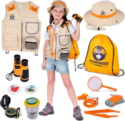 Kids Explorer комплект с Сафари жилет и головному убору при-Бесплатная доставка на открытом воздухе подарки игрушки для От 3 до 12 лет