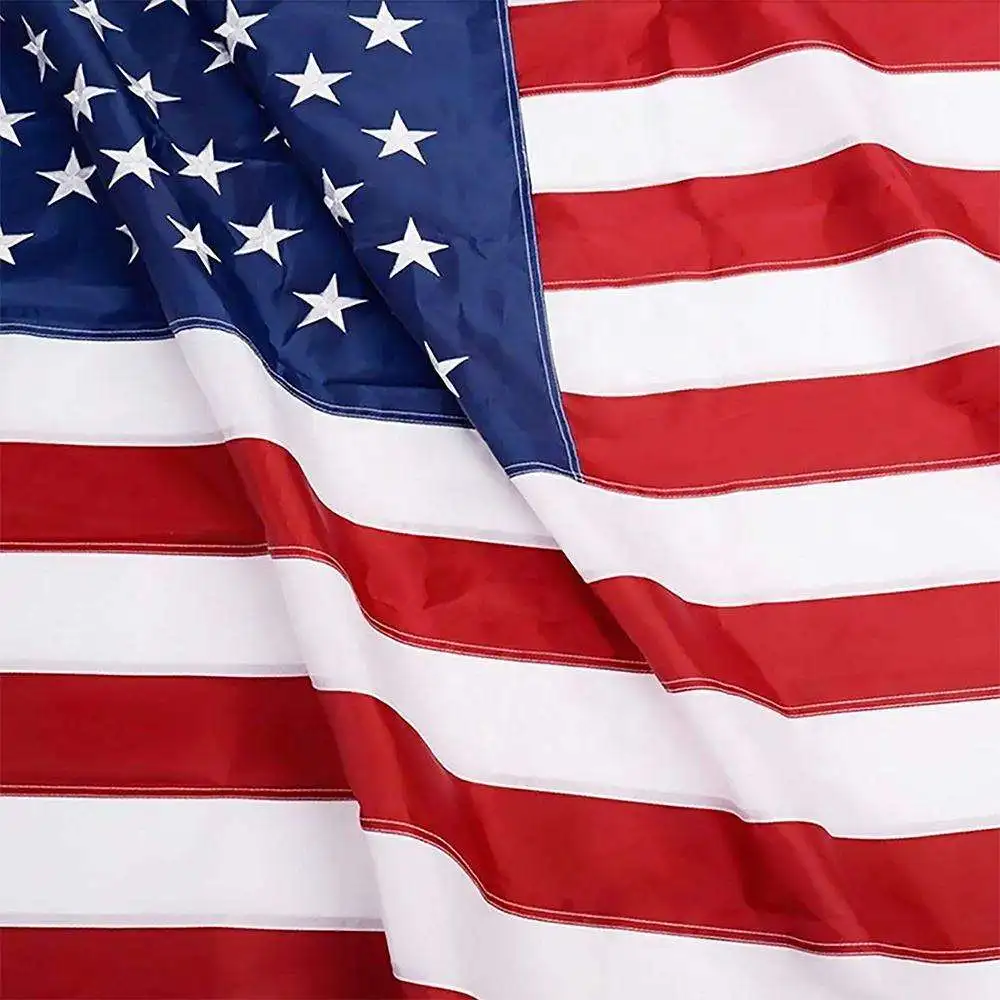 Huiyi Guangzhou 210D Nylon Embroidered American Quality Flags Promotional Custom Us Flag Embroidered