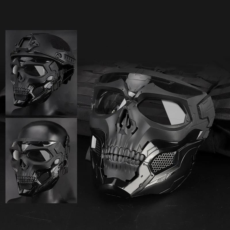 skeleton half full motorcycle tactical gear protective face paintball helmet mask