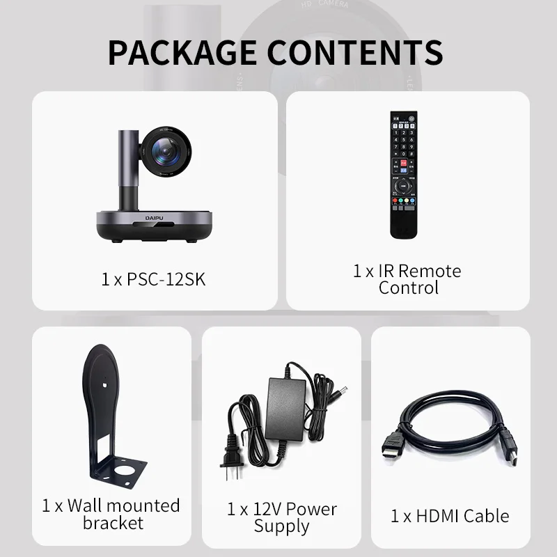 DAIPU PSC-12SK OEM ODM 4k 12X Optic HD Zoom 3G-SDI PTZ HD-MI Conference Camera