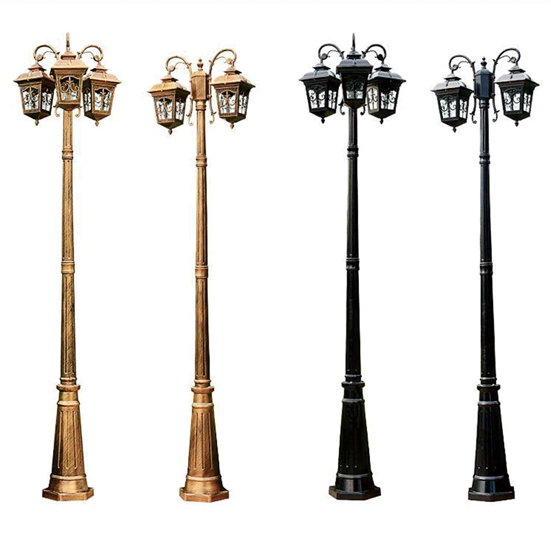 Outdoor European Antique Garden Lights Decorative Power Street Lamp Lighting Road Waterproof Modern Poles Led Solar Street Light