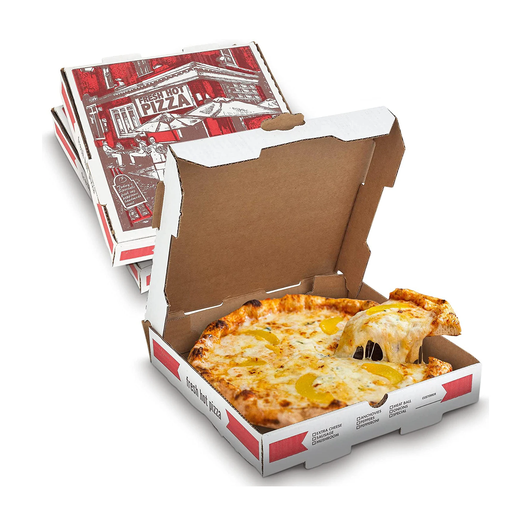 KM China manufacturers of pizza boxes custom printed cajas de pizza food packaging boxes