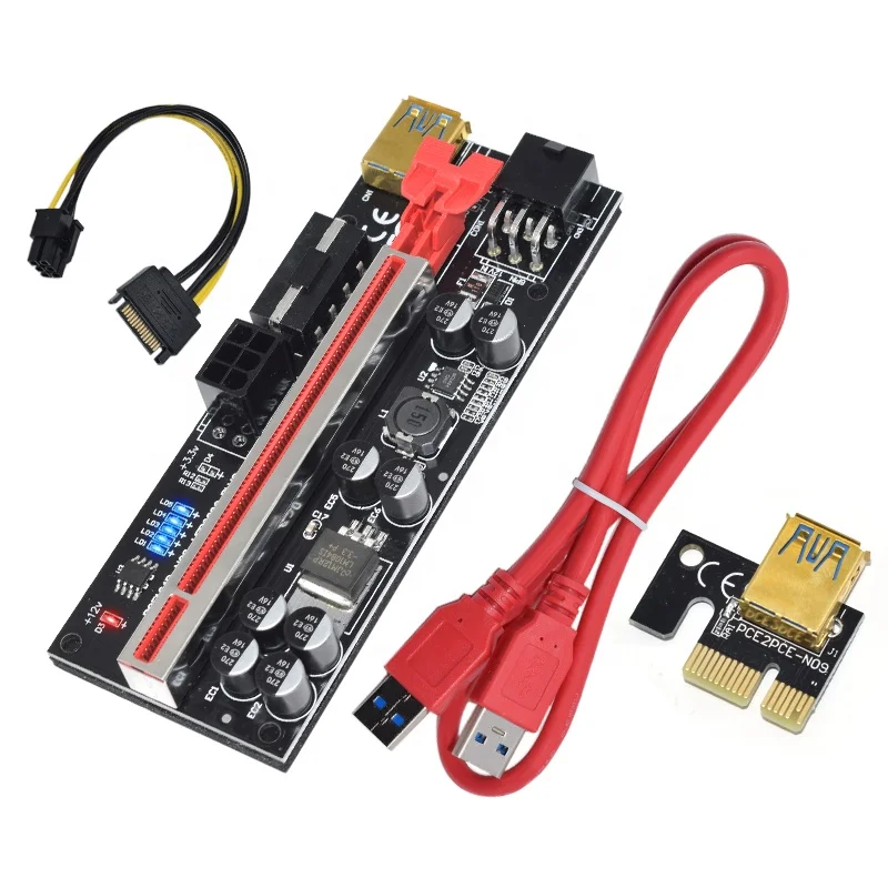 Brand New Riser 009c Plus Pcie Riser For Video Card USB3.0 Cable Pci-e 16x Riser PCI Express 6pin Power Cable 8 capacitors