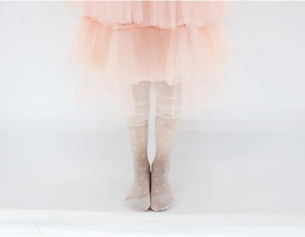 Customized little girl jacquard thin silk stockings children dance pantyhose