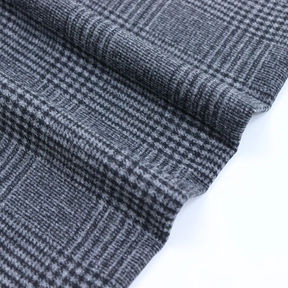 Wholesale Fabric Black Tissue Fabrics Textile Poly Woven Cashmere 20% Wool Tweed Fabric for men