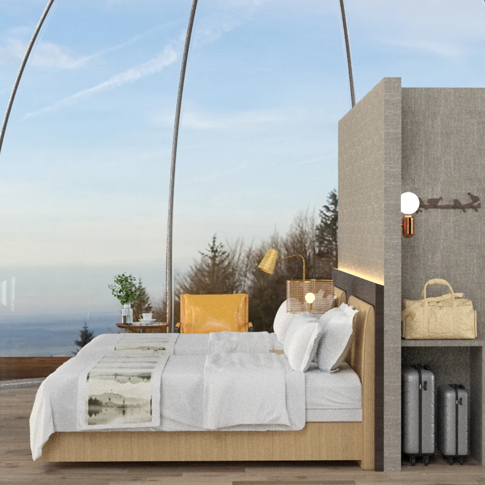 Polycarbonate house luxury bubble room glamping dome with bathroom for Vacation camping