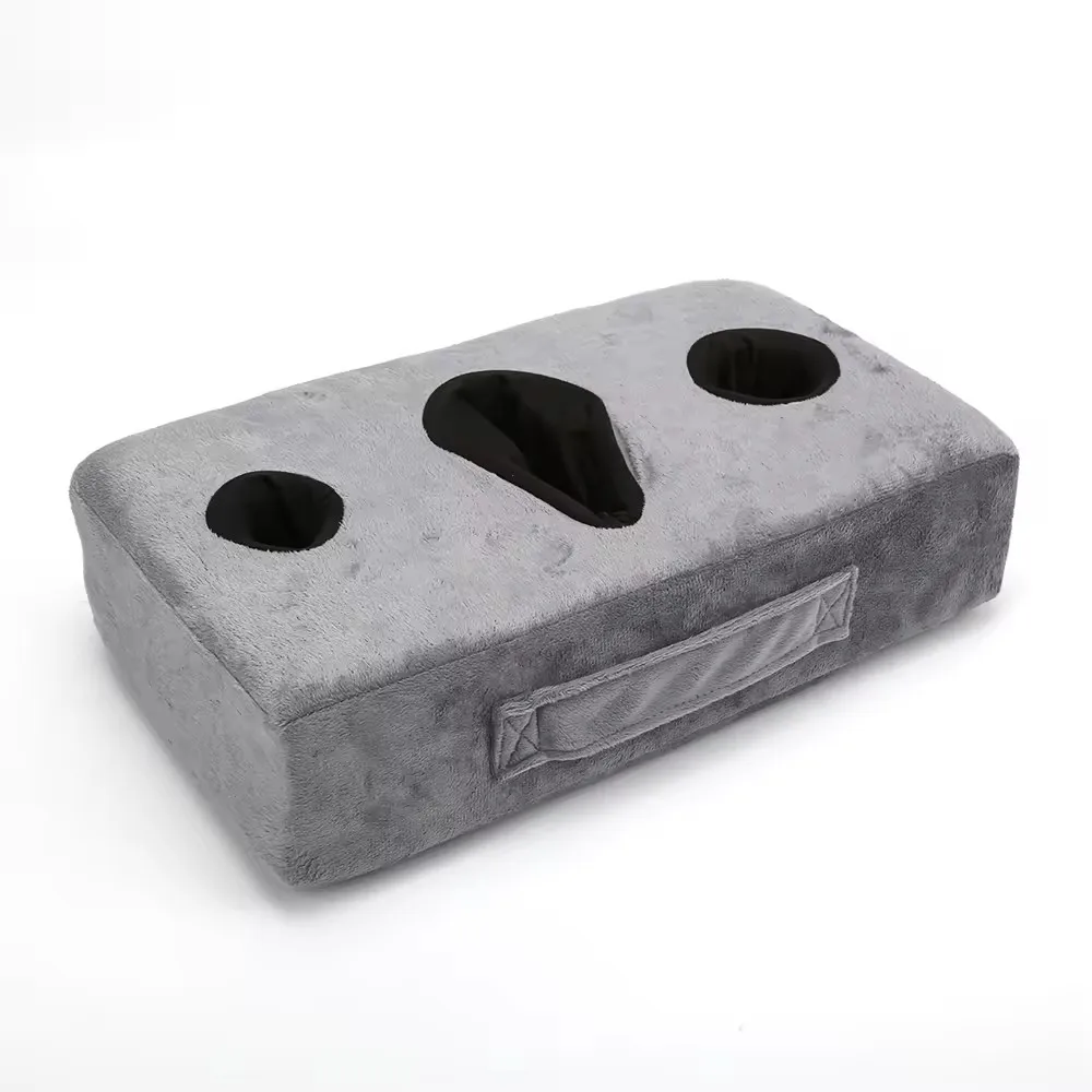 3-Positions Knitted Cup Support Holder Cozy Foam Pillow for Bed Car Couch Sofa Hotel Airplane Use