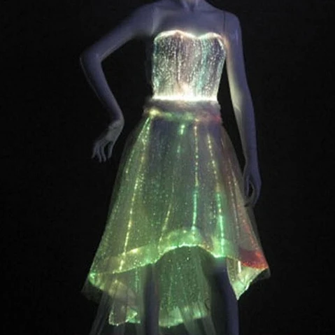 
Popular ball gown fiber optic led light mini evening dress 