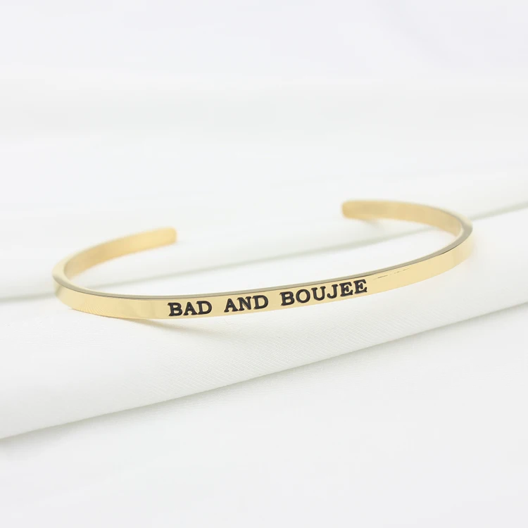 Stainless Steel Jewelry Customizable inspirational letters cuffs engraved bracelet lead free bracelet