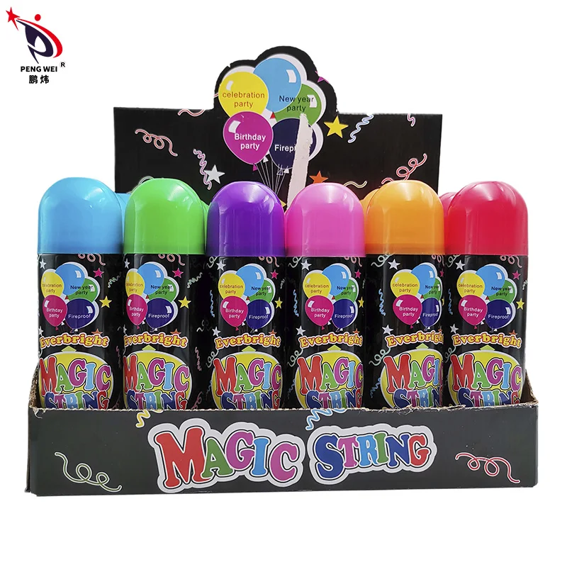 Birthday party crazy silly string non toxic wholesale stage special colorful streamer silly string spray