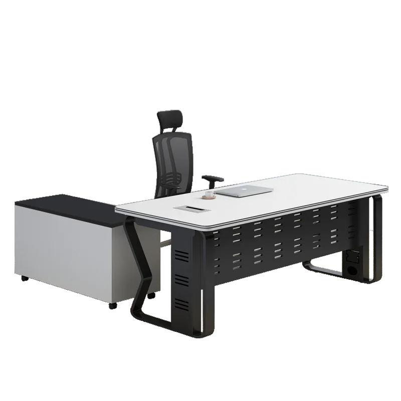 Executive desk with cabinet in unique modern classic style luxury office furniture boss wood table