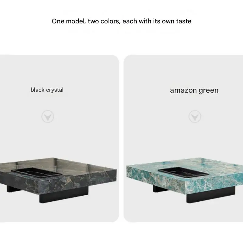 Italian light luxury stainless steel black gold marble tabletop living room furniture high-end coffee table