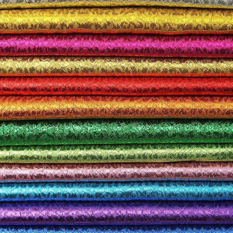 
Hot sale various designs polyester jacquard metallic lurex fabric 