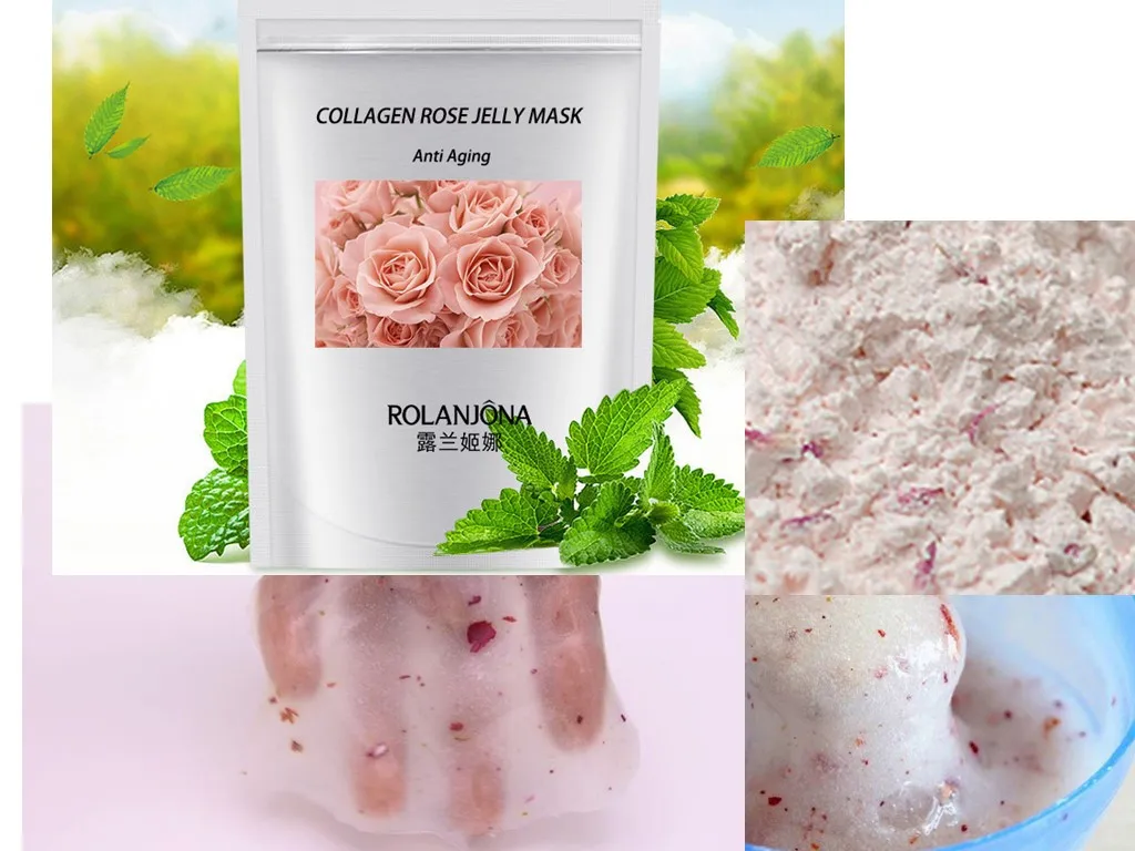 Hot Sale Rolanjona Anti-Aging Collagen Rose Jelly Facial Powder Private Label Skin Care Whitening Moisturizing Face Masks