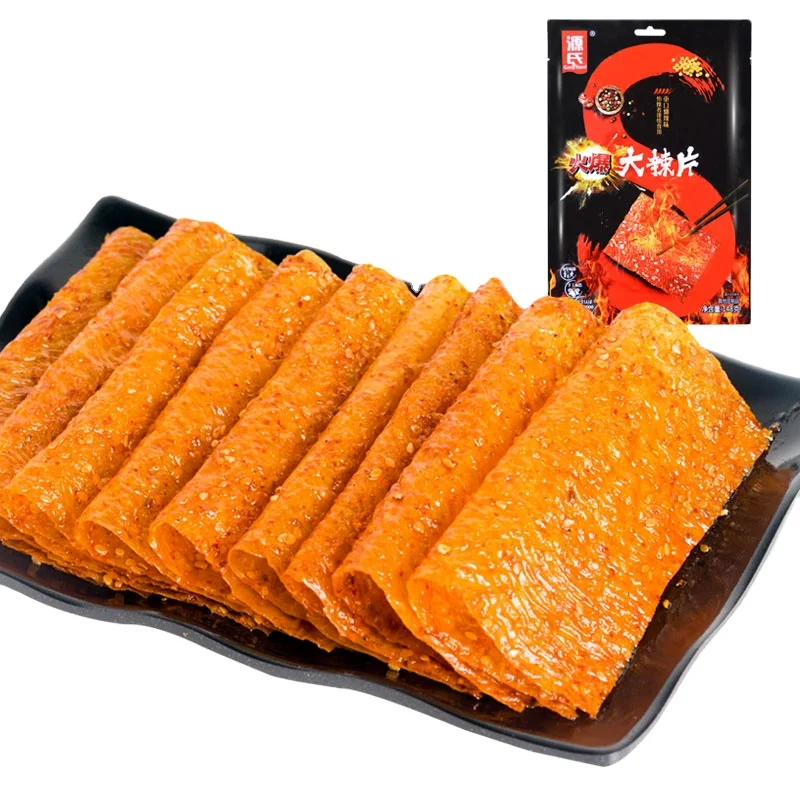 
148g Genji Food Hot Spicy Beancurd Slice chewy soy bean sheet comida soybean spicy beancurd sheet snack latiao OEM healthy food 
