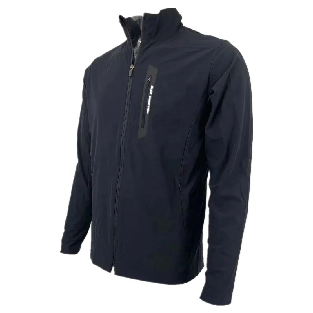 Повседневная спортивная мужская куртка с высоким воротником на молнии, мужская куртка из 75% нейлона, 25% спандекса с принтом на молнии