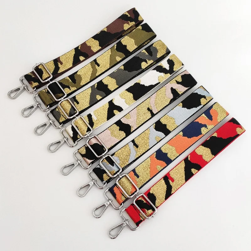 New colorful wide shoulder straps camouflage knitting adjustable shoulder oblique strap women bag accessories long strap