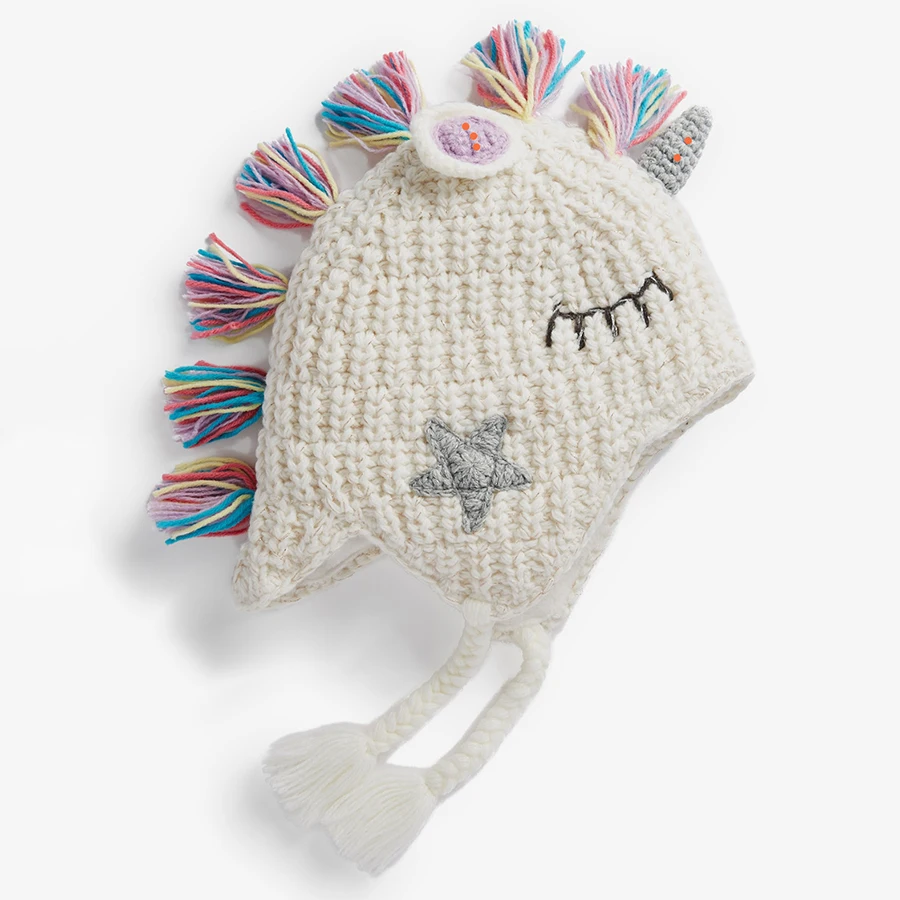 Customizable Baby Winter Cute Unicorn Dinosaur Warmth Ear Beanie Knitted Hat