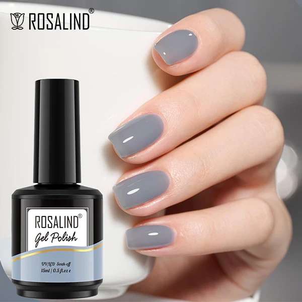 ROSALIND Custom new 15ml vernis semi permanent long lasting UV light cure jelly yellow blue color nail gel polish for nail salon