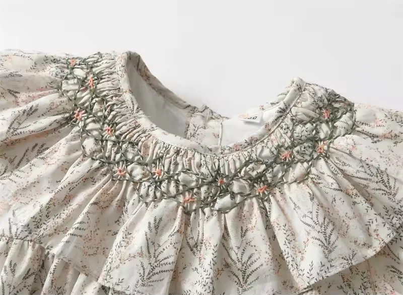 New Spring Collection Short Sleeve Flower Printed Princess Dresses Girls 10 Years High Cotton Casual Floral Solid Short Shorts