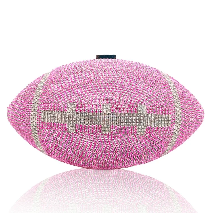 
Handmade Baseball Shape Clutch Handbag Dazzling Crossbody Purse Women Evening Bag 