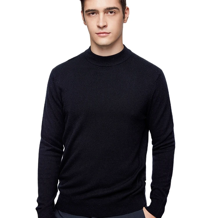 high quality men turtleneck sweater 100%merino wool crew neck winter sweater for men
